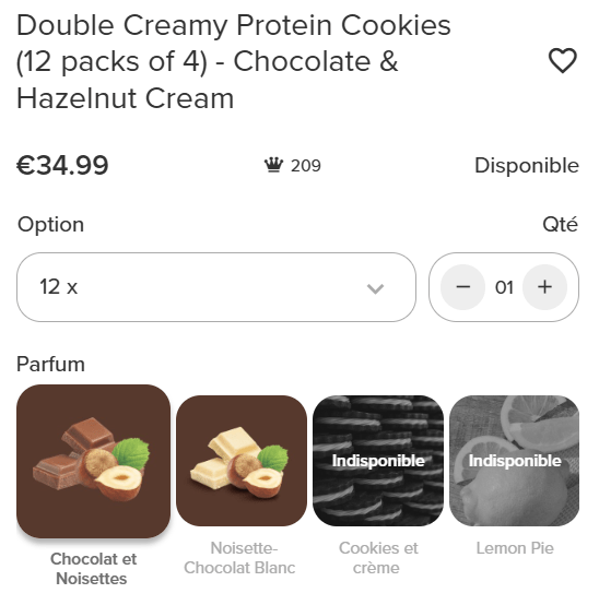 prix cookies Prozis