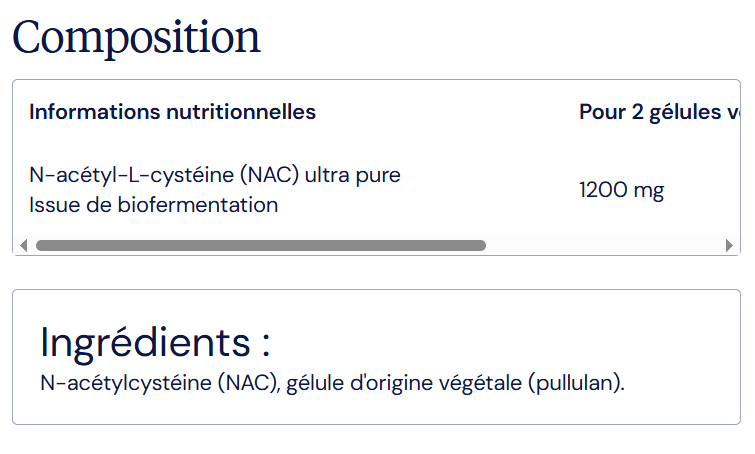 composition ingr&eacute;dient NAC Dynveo