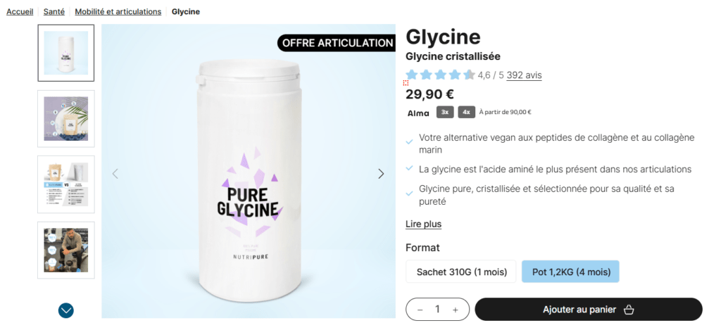 prix et tarifs avis glycine Nutripure