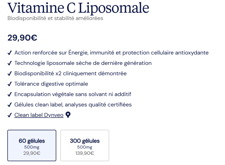 prix vitamine c dynveo