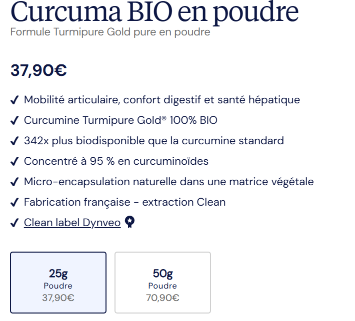 prix curcuma Dynveo