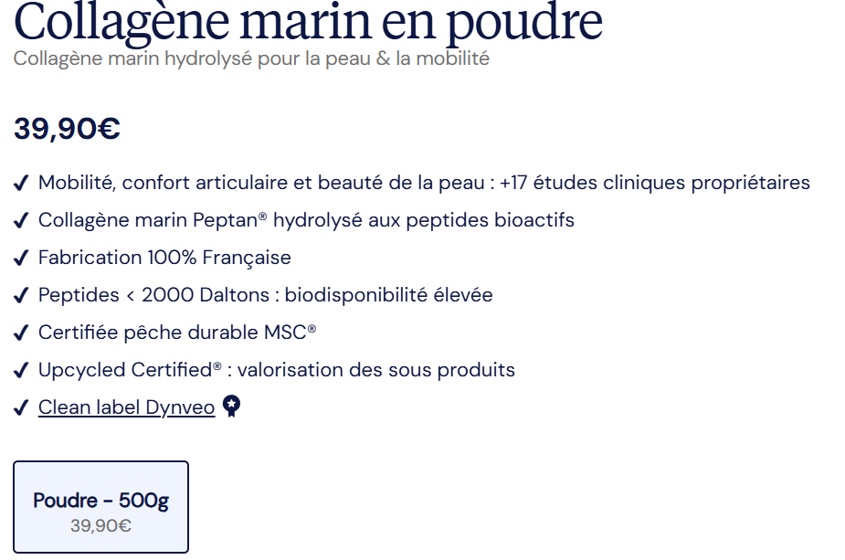 prix collag&egrave;ne marin dynveo