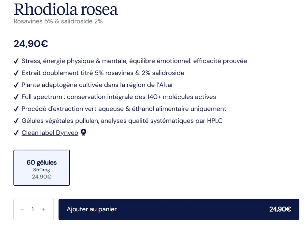 Prix rhodiola rosea dynveo