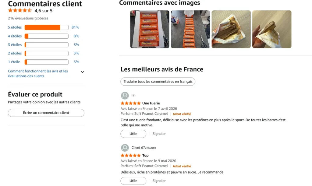 avis client Barre Proteine Barebells