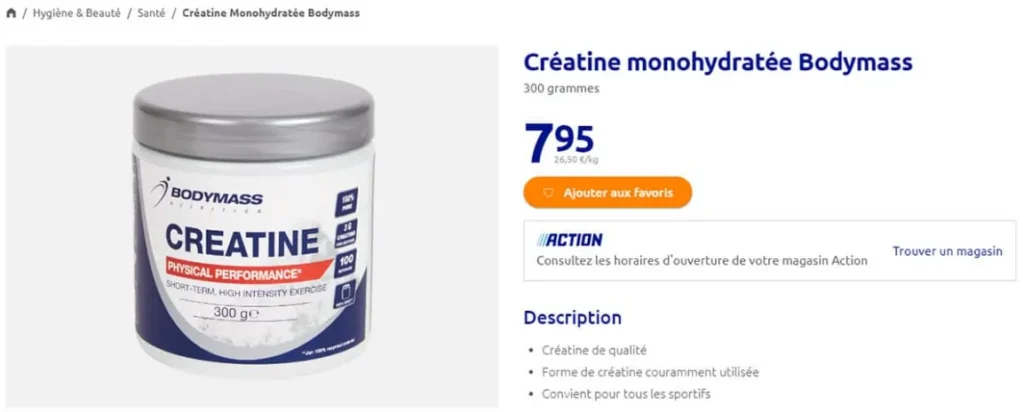 prix Cr&eacute;atine BodyMass Action