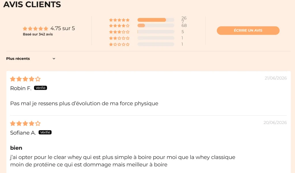 avis clients Créatine Inshape Nutrition
