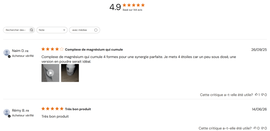 avis clients Magn&eacute;sium complexe Nutrimuscle