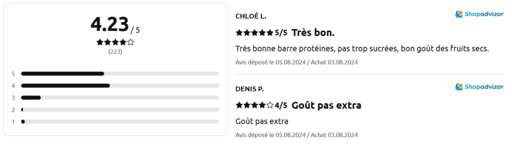 avis clients Barre Prot&eacute;in&eacute;e Carrefour Sensation
