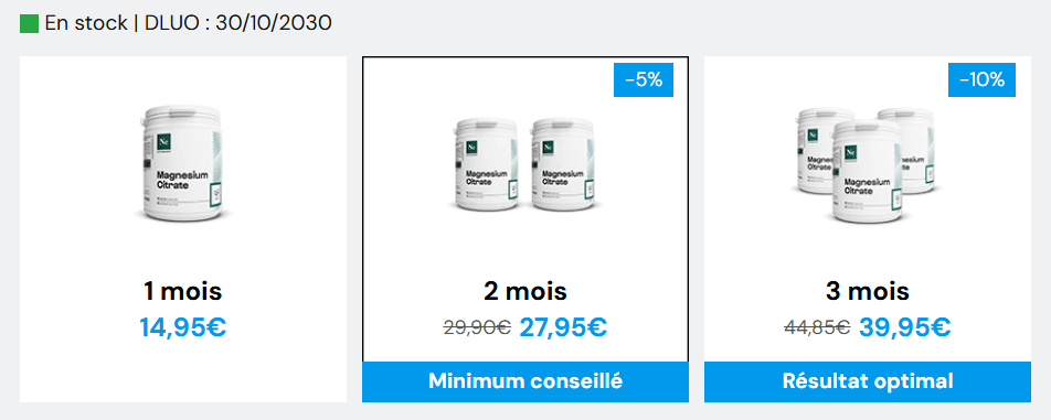 prix Magn&eacute;sium citrate Nutrimuscle