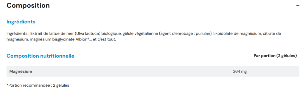 composition Magn&eacute;sium complexe Nutrimuscle