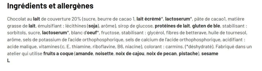 composition barre proteine Isostar