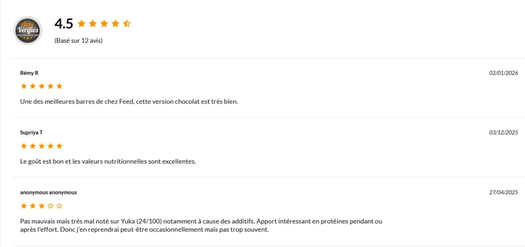 avis clients Barre Feed Protéine Shot