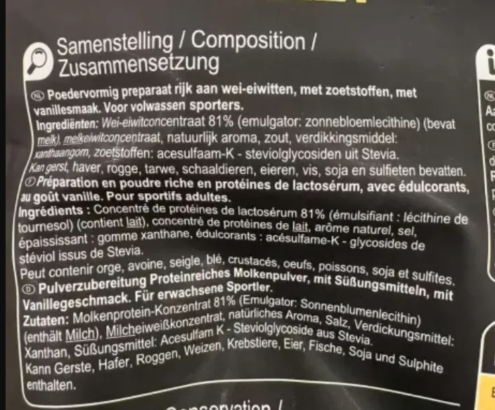 composition whey carrefour sensation