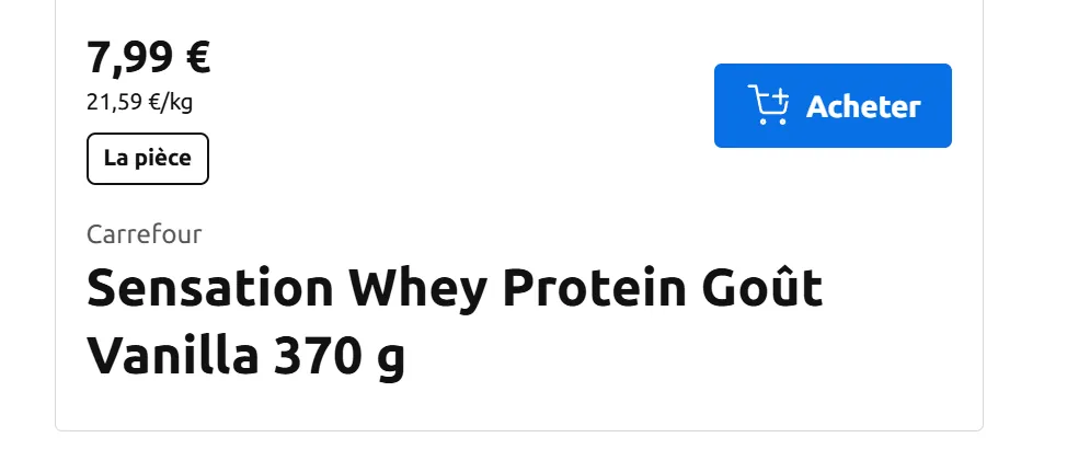 prix whey carrefour sensation