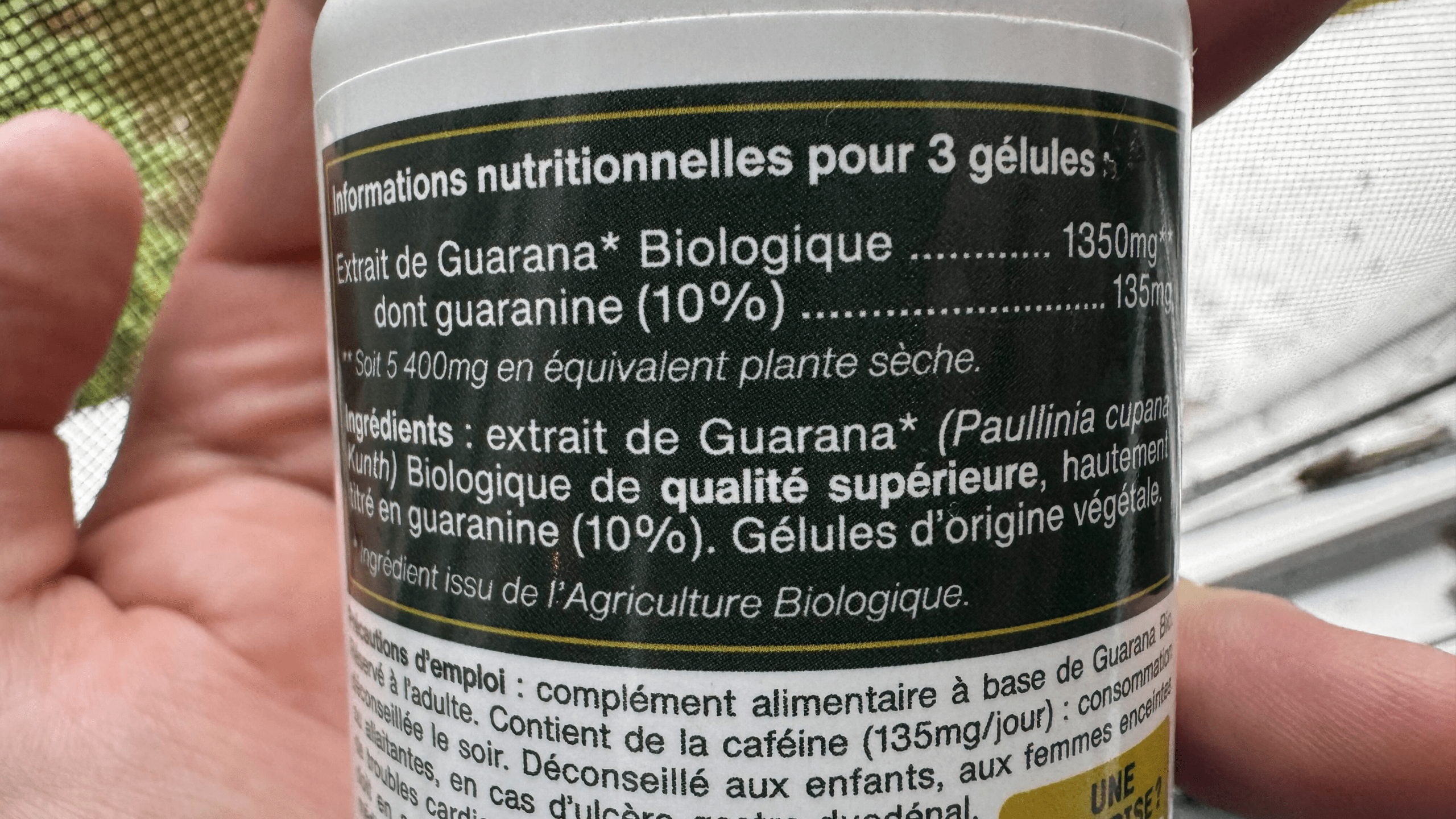 Composition Guarana en gélules Amoseeds