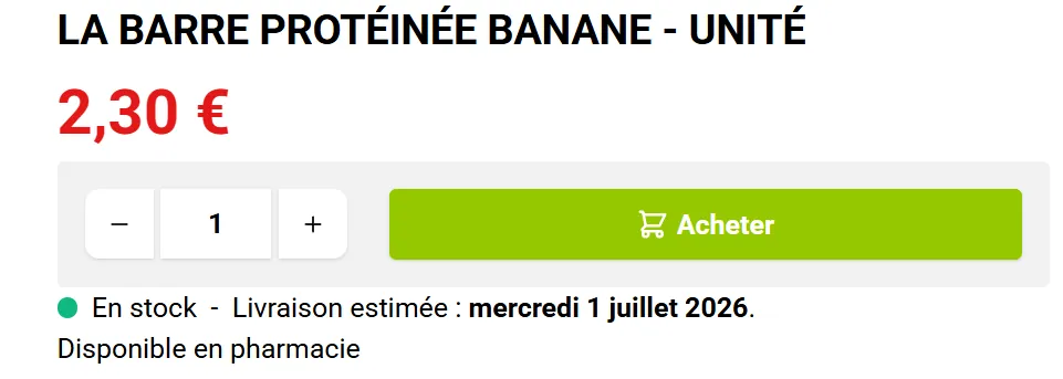 prix Barre Prot&eacute;ine EAFIT
