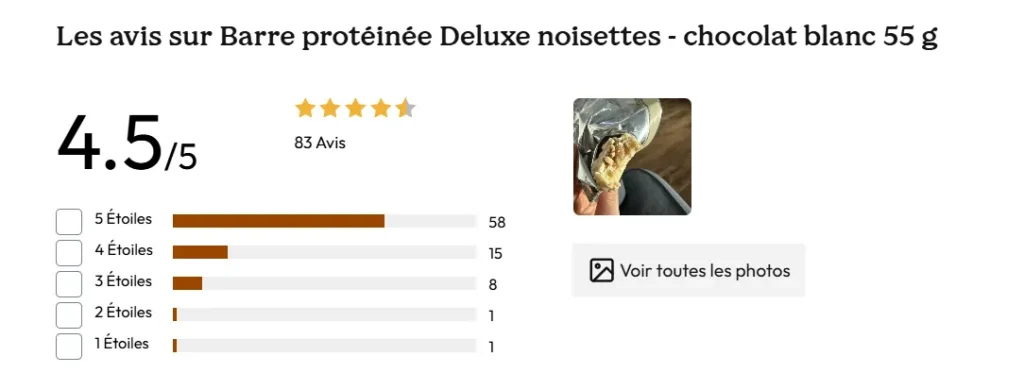 avis clients barre proteine koro