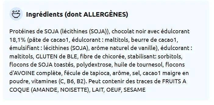 composition  barre proteine gerlinea