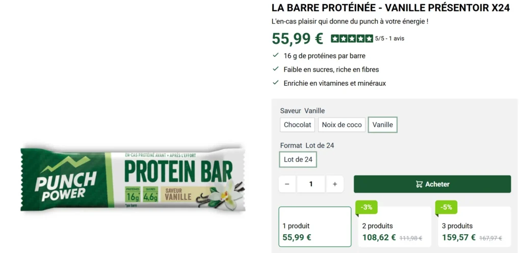 prix barre Prot&eacute;ine Punch Power