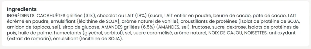 composition Barre Kellogg's High Protein