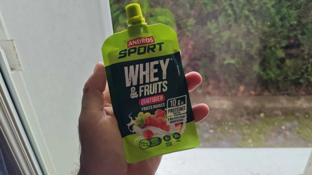 mon test Gourde Whey & Fruits Andros Sport