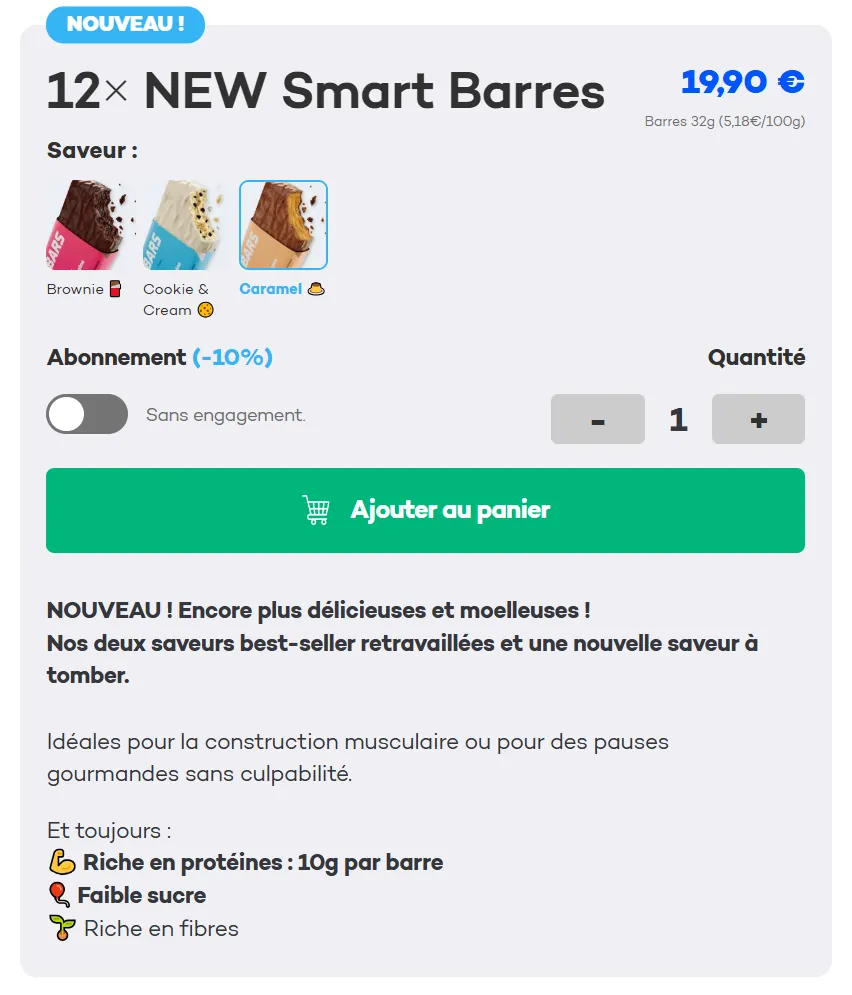 prix barre proteine So Shape
