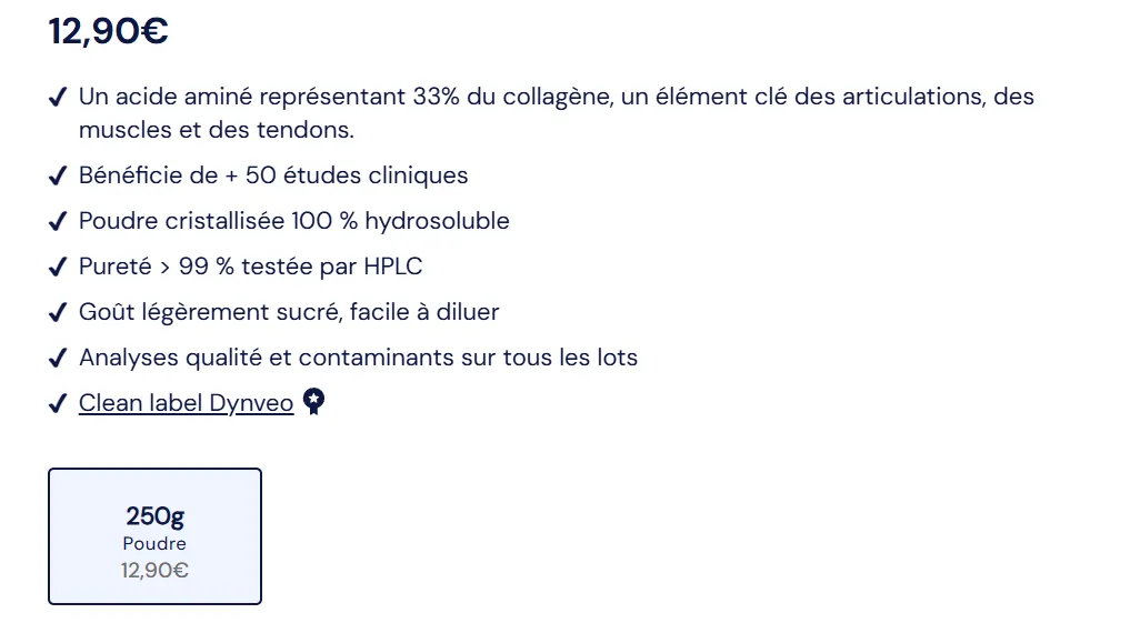 prix tarifs Glycine Cristallis&eacute;e Dynveo