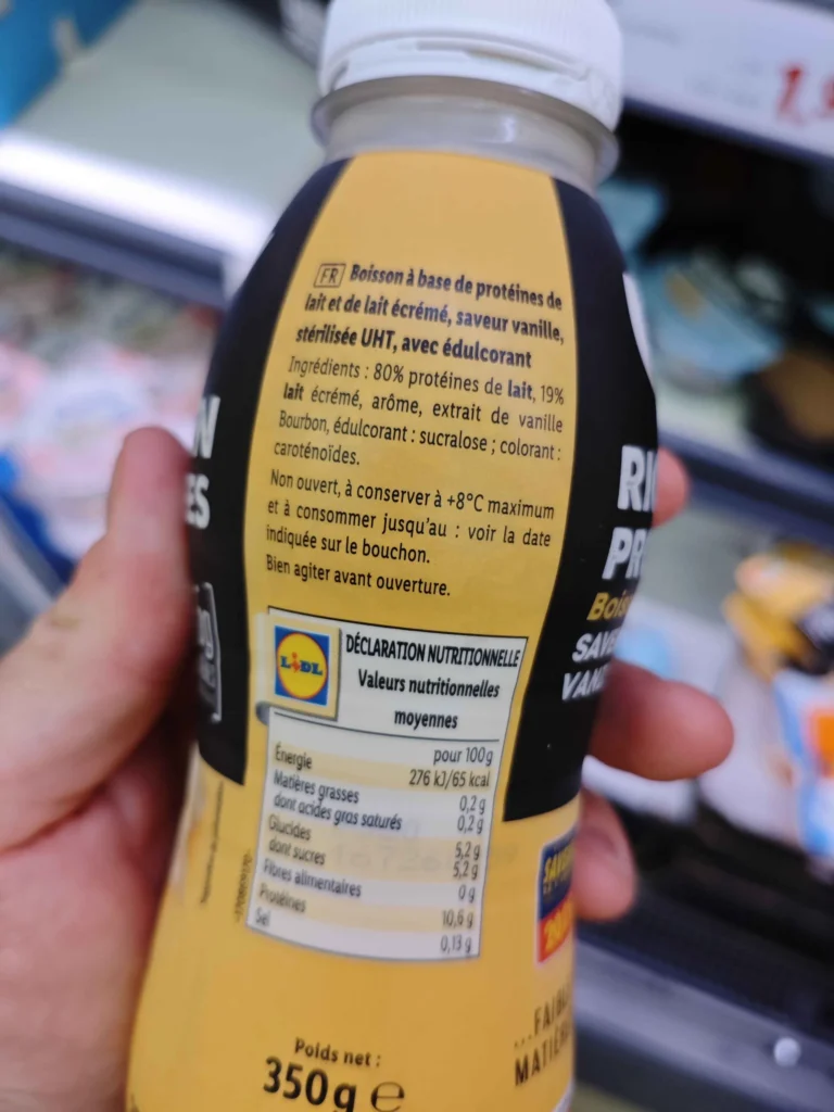 composition Yaourt &agrave; boire Prot&eacute;in&eacute; Envia Lidl