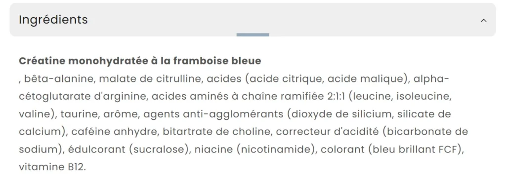 composition Pr&eacute;-Workout BodyFuel B&M