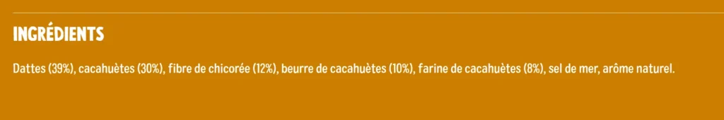 ingrédients barre NAKD