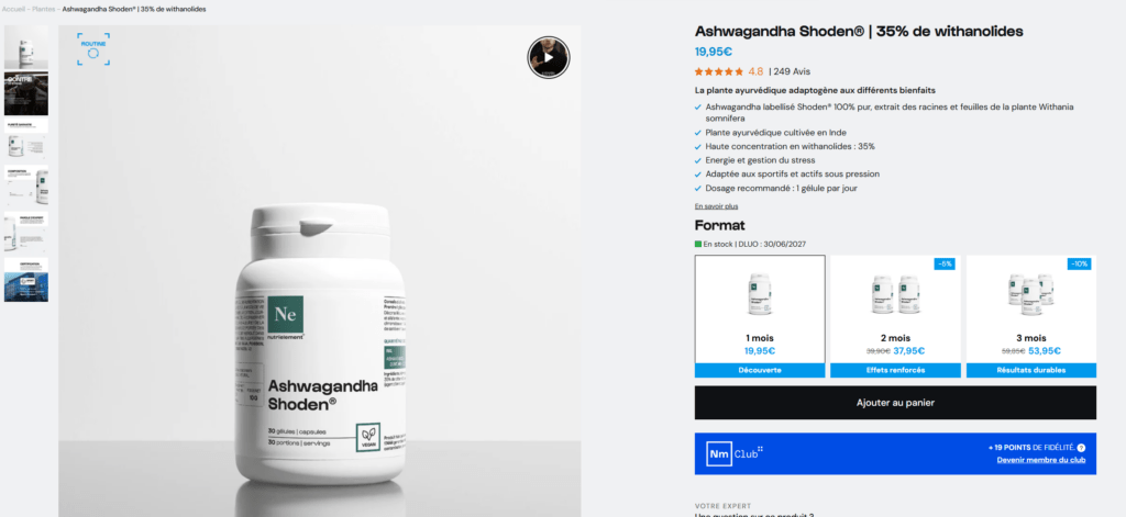 Prix Ashwagandha Nutrimuscle