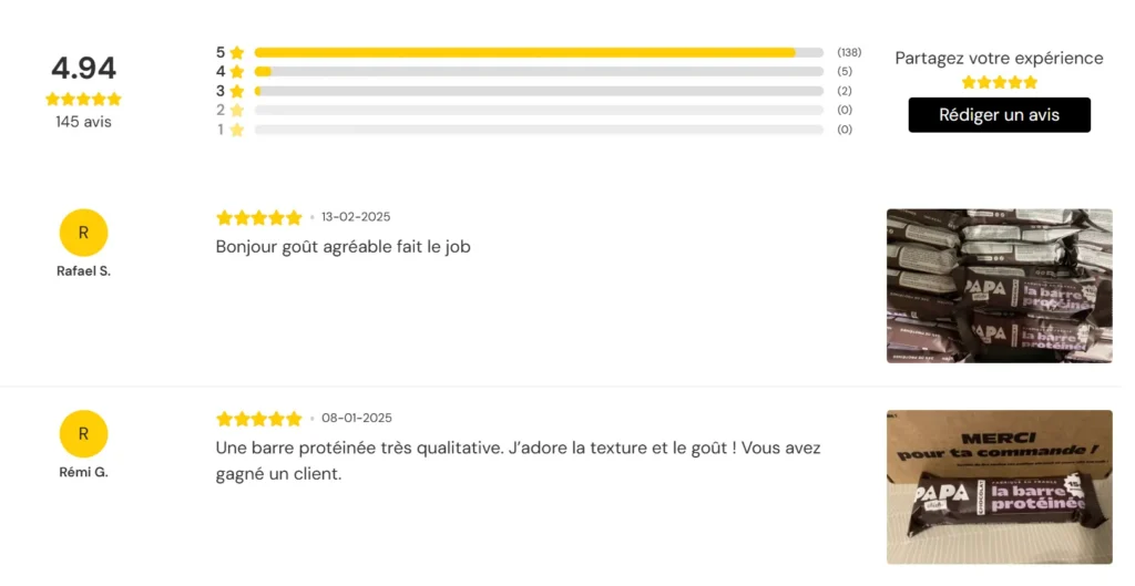 avis clients Barre Prot&eacute;in&eacute;e Papa Chiche