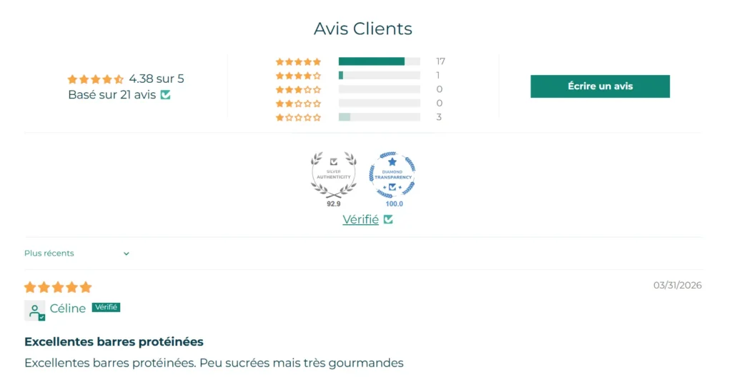 avis clients Barre Prot&eacute;ine Joyfuel