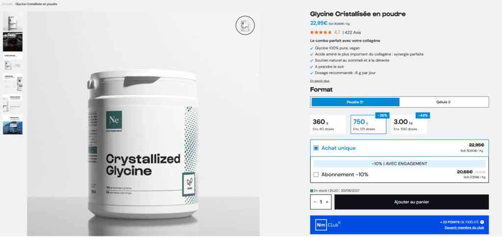 prix Glycine Nutrimuscle