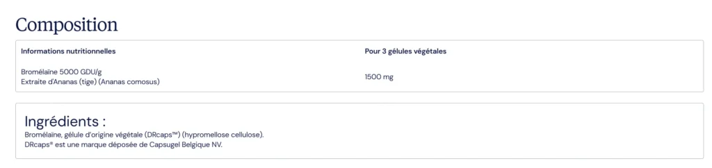 composition ingrédients bromélaïne Dynveo