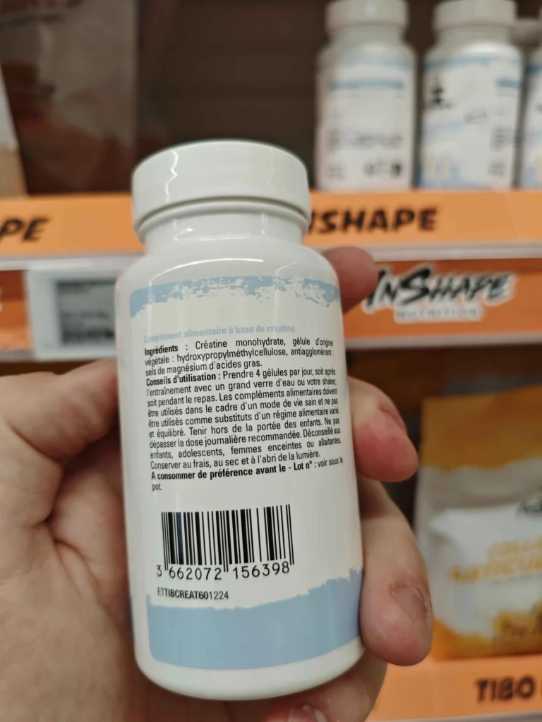 compostion de la créatine tibo inshape nutrition en gélules