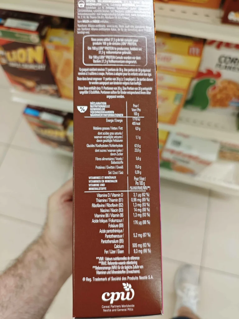 composition C&eacute;r&eacute;ales Lion Prot&eacute;ine Nestl&eacute;