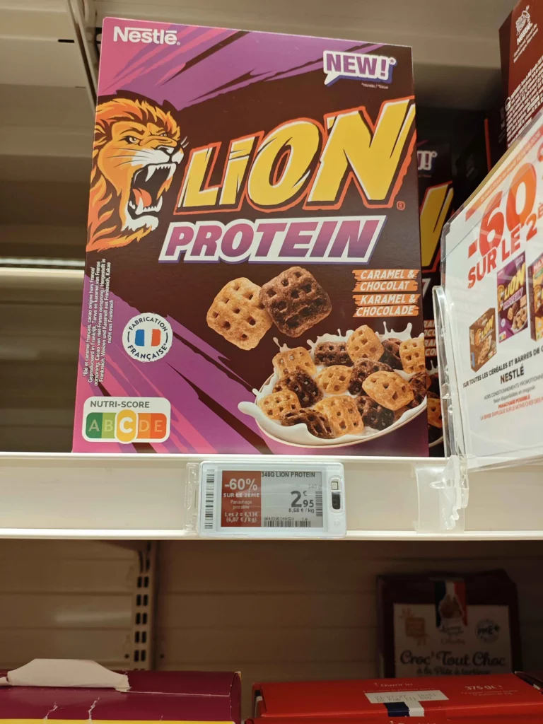 prix en magasin C&eacute;r&eacute;ales Lion Prot&eacute;ine Nestl&eacute;