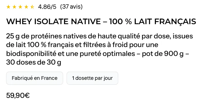 prix Whey Isolate Native Coalition Nutrition