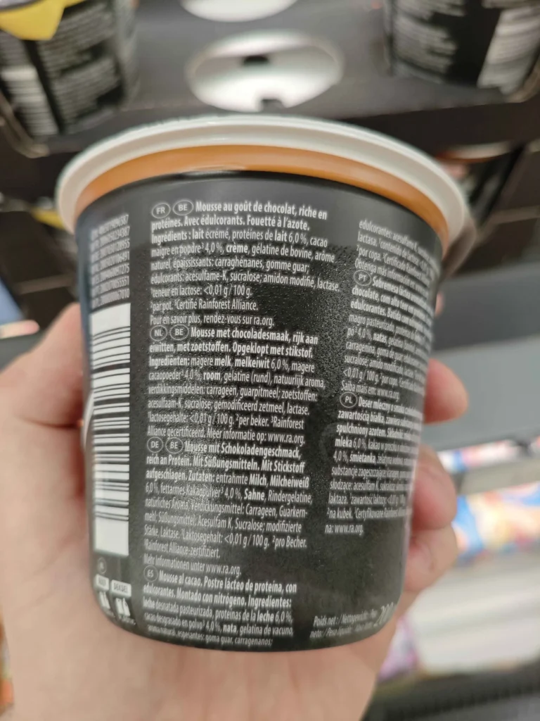composition mousse protéinée Milsani Aldi