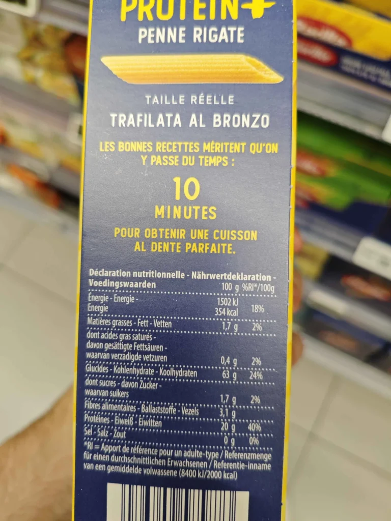 valeurs nutritionnelles pâte protéine Barilla Protein