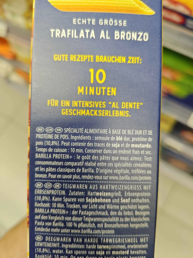composition pâte protéine Barilla Protein