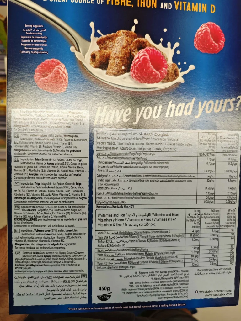 composition Weetabix Protein