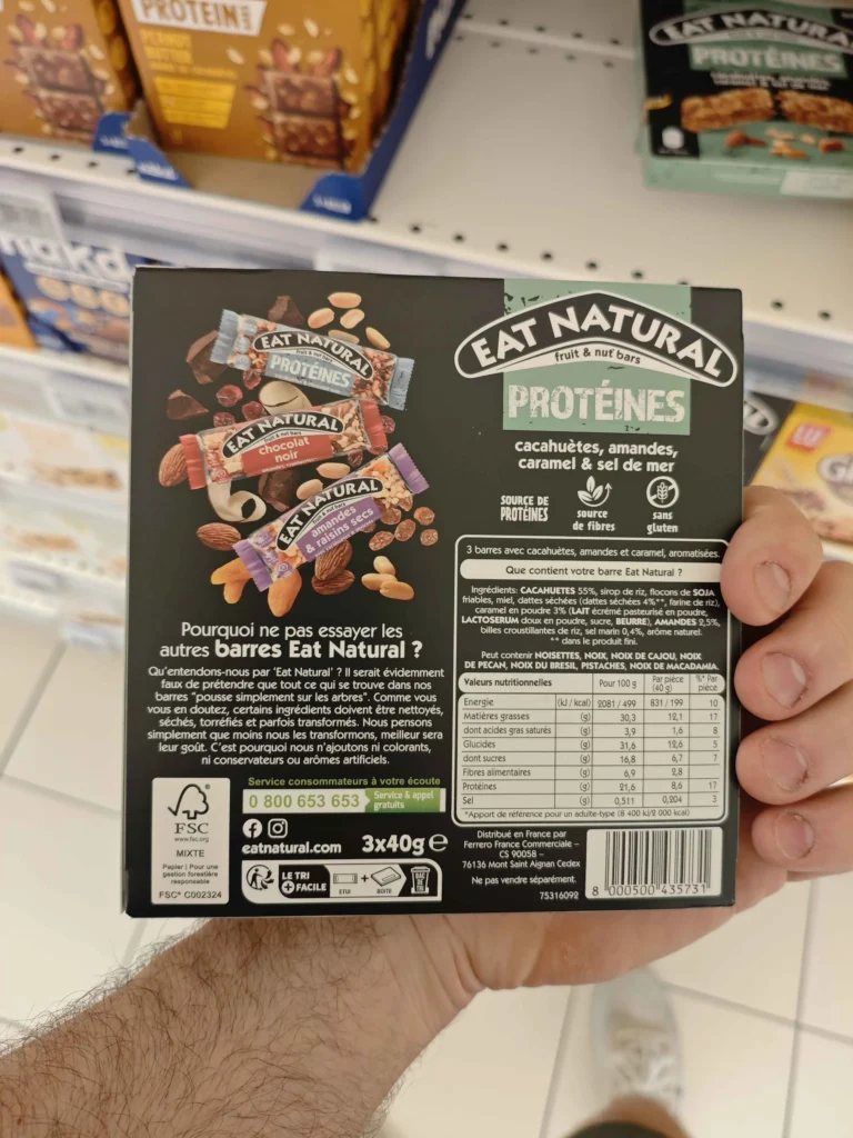 composition Barre Protéine Eat Natural