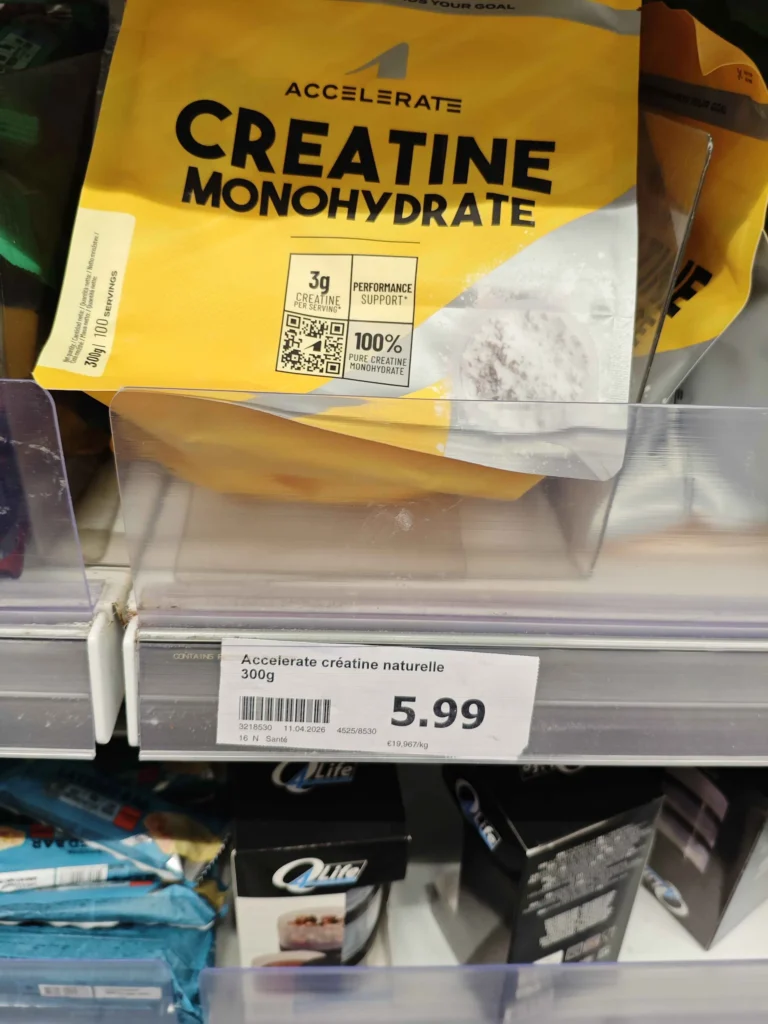prix en magasin action de la créatine Accelerate Nutrition
